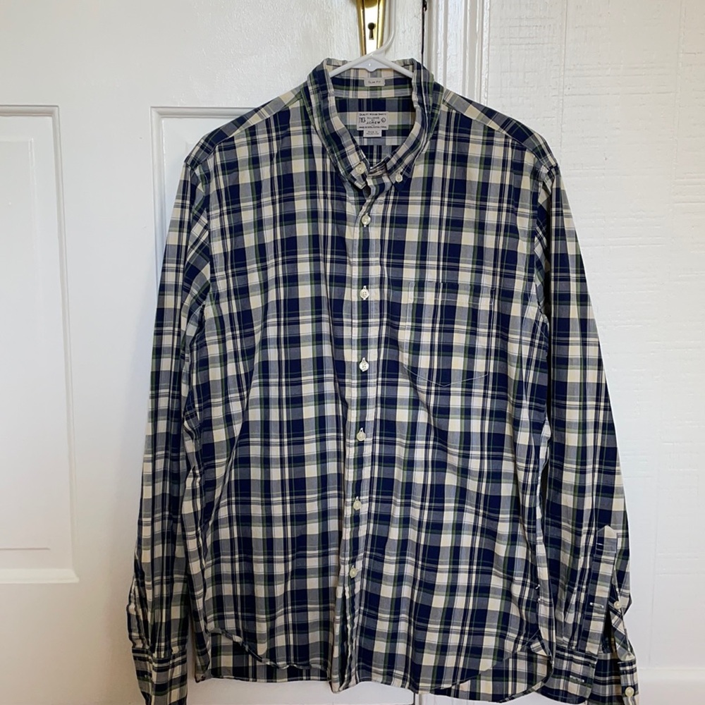 J. Crew Blue and Green Plaid Button Down Shirt